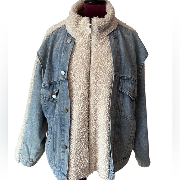Blank NYC Denim and Sherpa Bear Hug Jacket Size Large - Picture 3 of 14